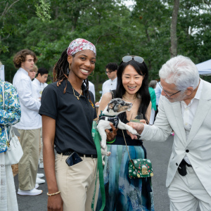 ARF\'s Chelsea White with Ripley greet guests. Photo by Mark Kopko Photography.