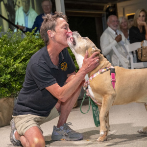 ARF\'s Debbie Downs with Smushie. Photo by Michael Ostuni/PMC via Getty Images.