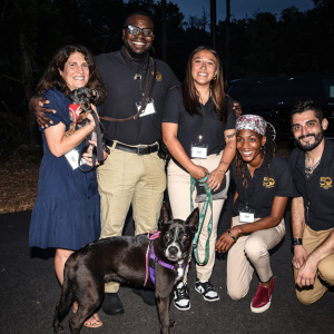 Volunteer Martha Wright with Diego with ARF\'s Frank Hanna, Melanie Maran with Daisy, Chelsea White and Tony D\'Alessio. Photo by Kristin L. Gray Photography.