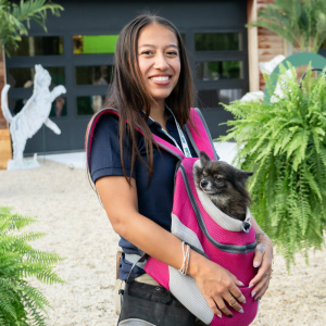 ARF's Melanie Marin with Portia. Photo by Mark Kopko Photography.