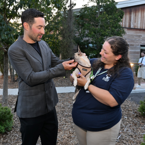 Elias Weiss Friedman, The Dogist meets Almond with ARF's Miranda Ules. Photo by Andrew Werner.