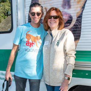 ARF board member Zach Siegel and Marvin with ARF Executive Director Kim Nichols. Photo by Lisa Tamburini.