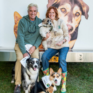 Steve Lamson and ARF\'s Kim Nichols with Jack, Otis and Finley. Photo by Lisa Tamburini.