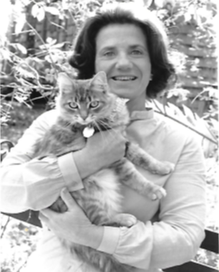 Emily Cobb with her ARF cat Sundae in 1982.