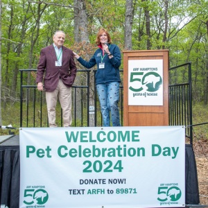 ARF's Executive Director Kim Nichols and Board President Mike Franzino address the crowd.