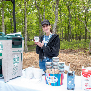 ARF volunteer Eve Crespi helps with our coffee station provide by Hampton Coffee Company. Photo by  Lisa Tamburini.
