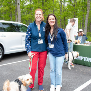 ARF's Kim Nichols and Tess Pintchik with ARFan Teddy who is available for adoption! Photo by Lisa Tamburini.